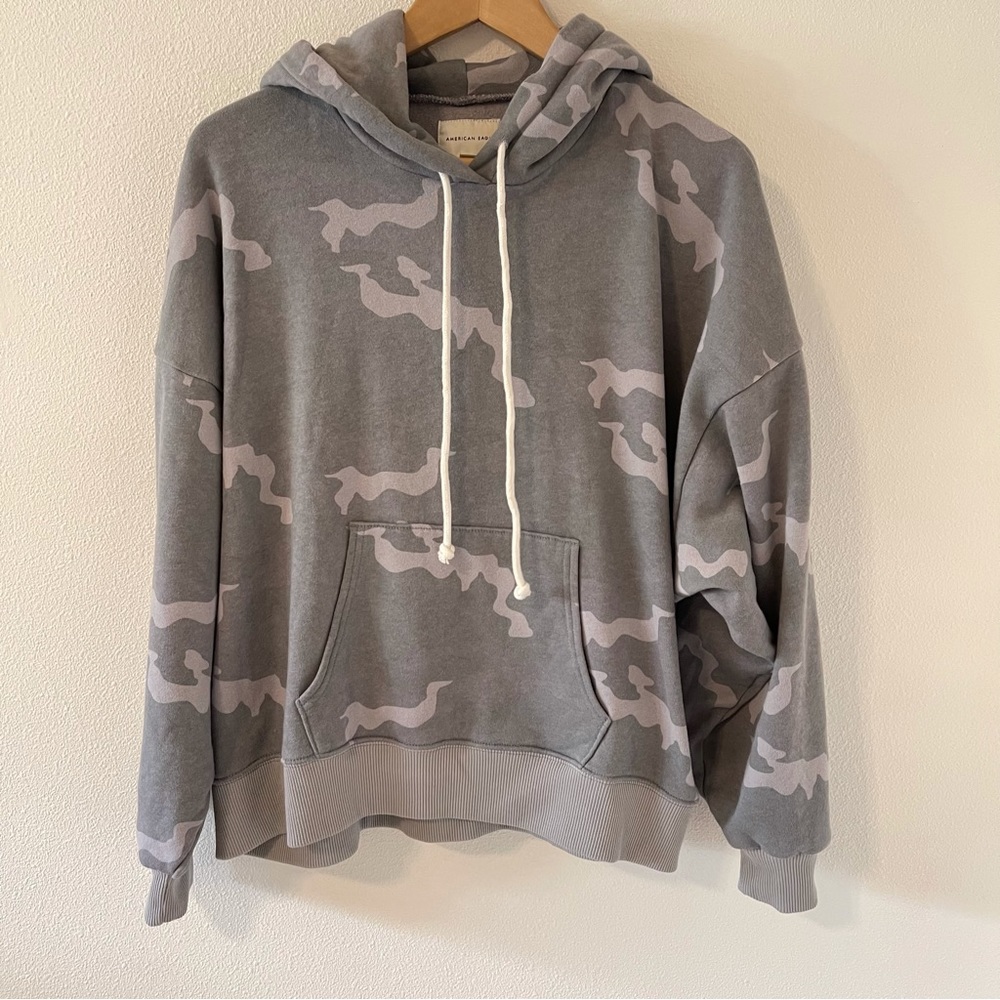 American Eagle Outfitters Oversized Forever Gray Camo Printed Hoodie 2020-XS